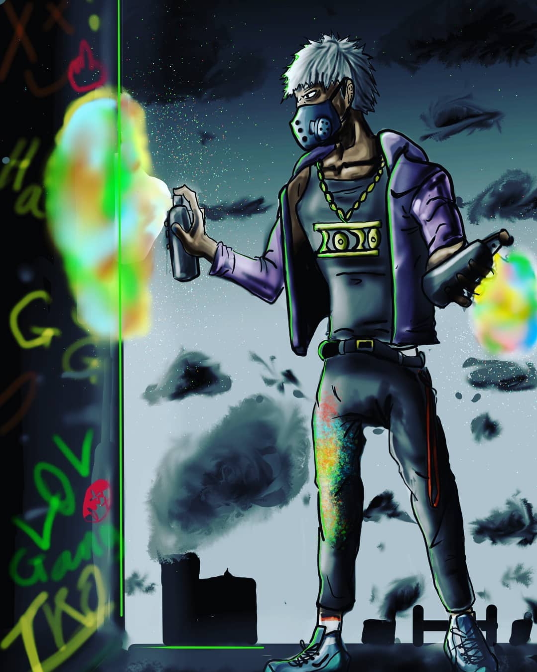 Spray paint painting